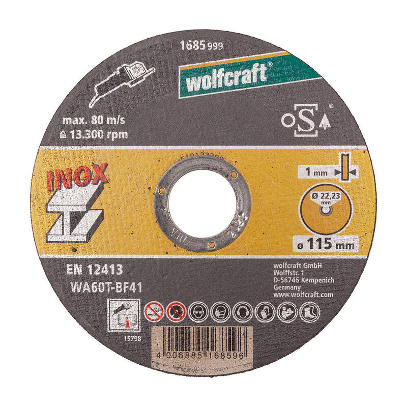 Discos De Corte Inox Ø115 X 1.0 X 22.2mm En Caja 8462000 Wolfcraft