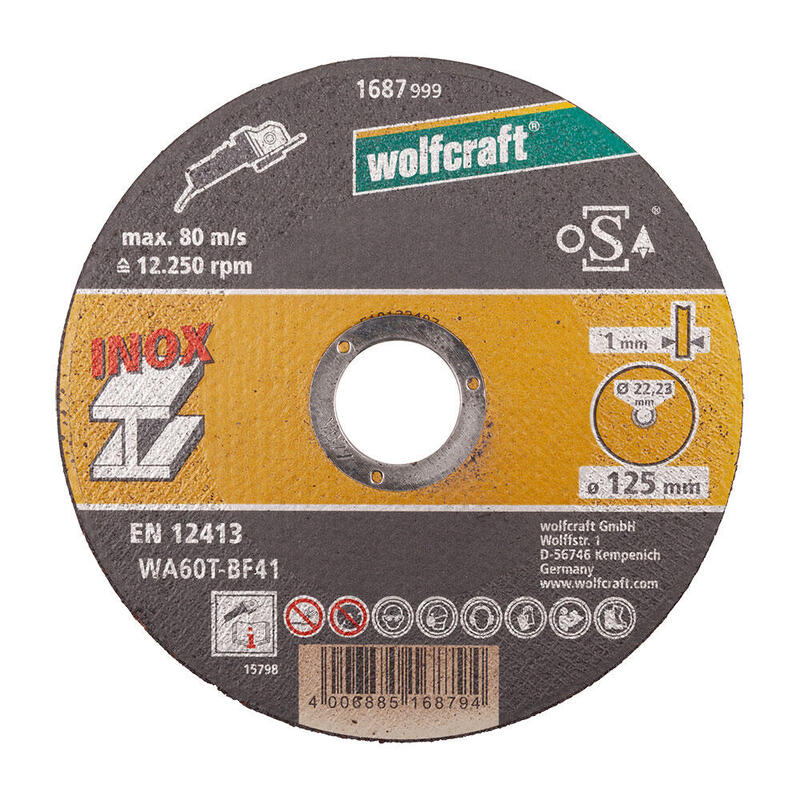 Discos De Corte Inox Ø125 X 1.0 X 22.2mm En Caja 8463000 Wolfcraft