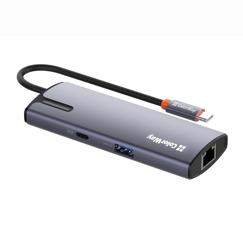 Docking Colorway Cw-Hub03-Pd Station Usb Tipo C 3xusb 3.0 1xusb 2.0 1xusb-C 1xrj45, Dark Grey