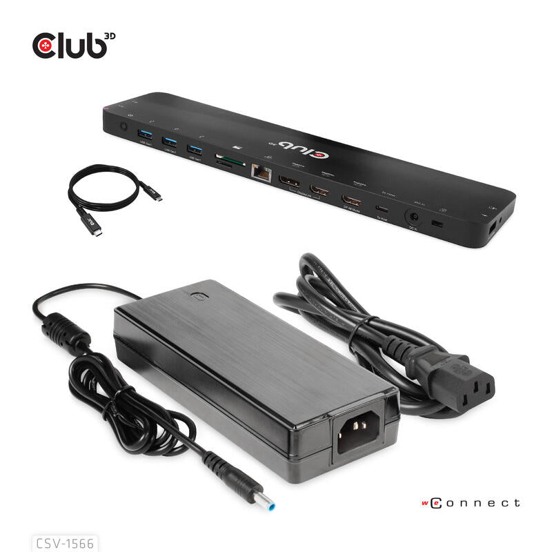 Dockingstation Club3d Csv-1566 (Usb Gen1 Type-C Triple Display Dp Alt Mode + Displaylink Dynamic Pd Charging Docking Con 120 Watt Ps)