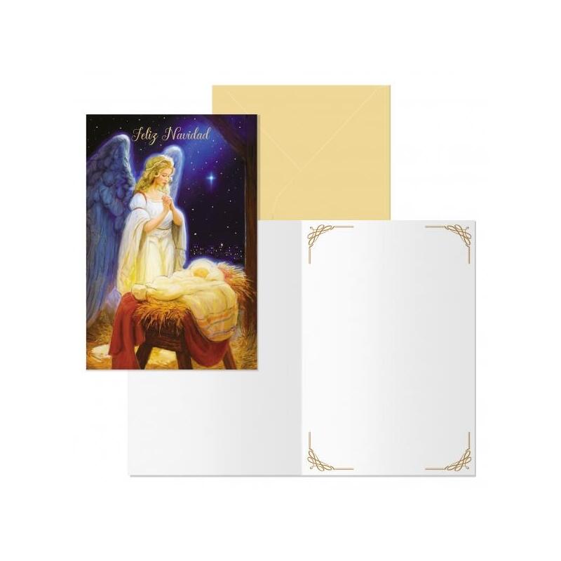 Dohe Angel Pack De 6 Tarjetas De Felicitacion Navideña Con Sobre - Tamaño Cerrada 11.5x17cm, Abierta 23x17cm - Papel