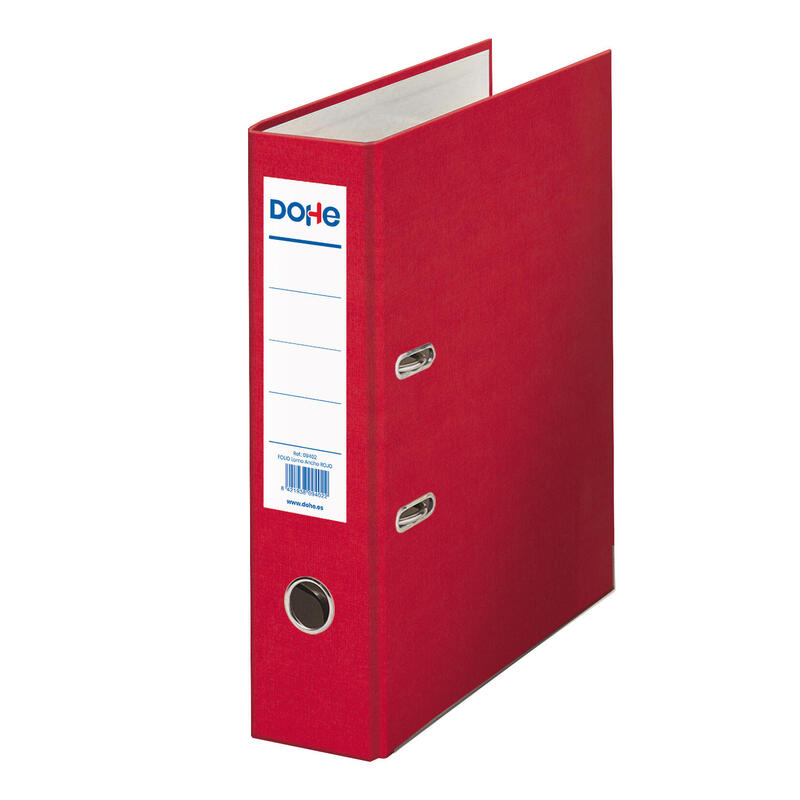 Dohe Archivador Cartón Rigido Forrado Pp Palanca Folio Lomo Ancho Rado Rojo -12u-