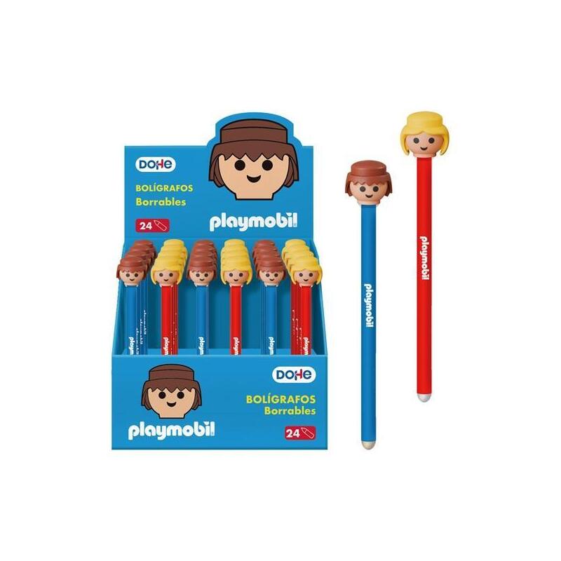 Dohe Bolígrafo Borrable Playmobil 1.0mm Tinta Azul C/Surtidos Expositor 24 Ud