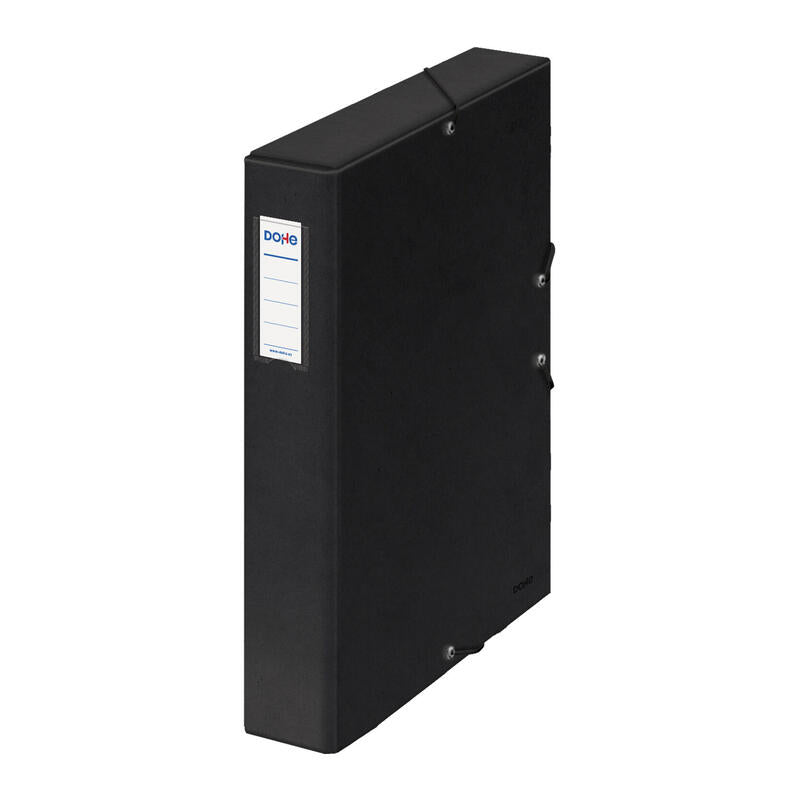 Dohe Caja Para Proyectos Lomo 5cm - Carton Forrado Con Papel Impreso Y Plastificado - Cierre Con Gomas - Color Negro