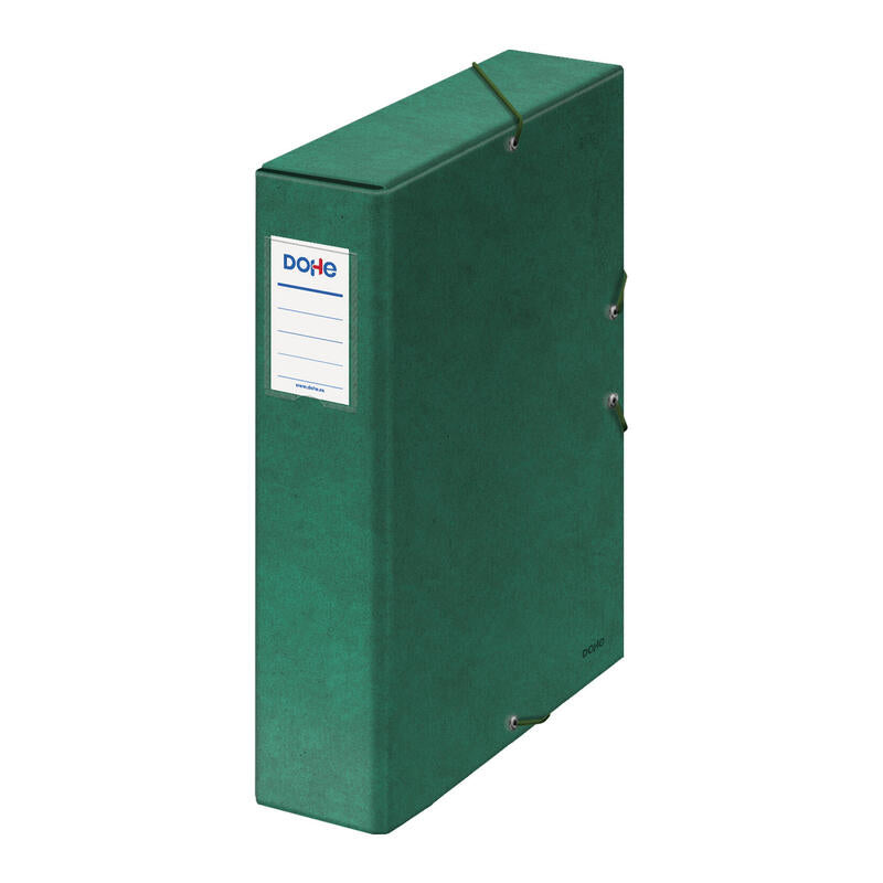 Dohe Caja Para Proyectos Lomo 7cm - Carton Forrado Con Papel Impreso Y Plastificado - Cierre Con Gomas - Color Verde
