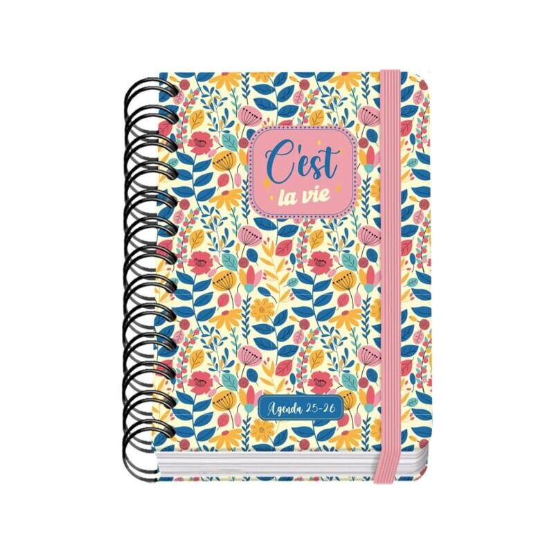 Dohe C´Est La Vie Agenda Escolar 25/26 Espiral Wire?O A6 - Dia Pagina - Papel 80g/M2 - 4 Hojas De Pegatinas - Cubierta