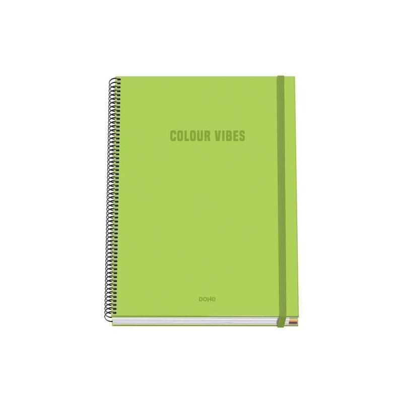 Dohe Colour Vives Cuaderno Espiral A4 100 Hojas Microperforadas Cuadricula 5mm - Tapa Dura Carton Forrado - Cierre De