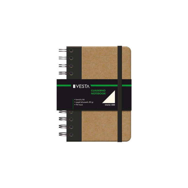 Dohe Cuaderno Cartone Con Puntas Redondeadas - Tapa En Tres Piezas - Encuadernacion Doble Espiral Negro - 96 Hojas De