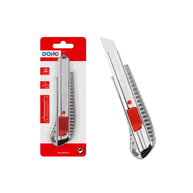 Dohe Cutter De Acero Inoxidable - Cuchillas Tronzables De Acero - Sistema De Bloqueo De Cuchilla - Blister Individual