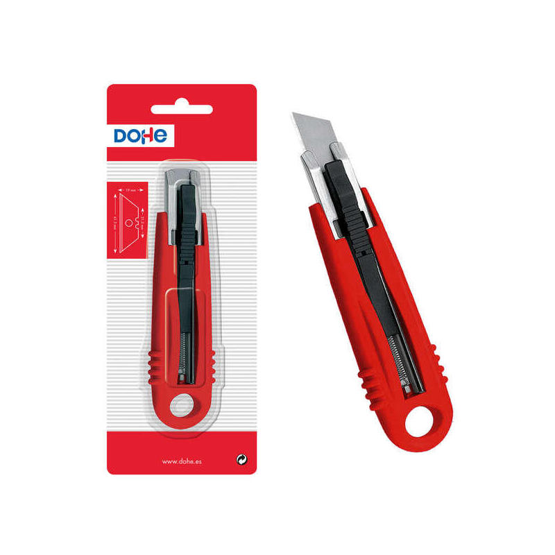 Dohe Cutter Retractil De Plastico - Guia Metalica - Sistema De Seguridad - 150mm De Longitud