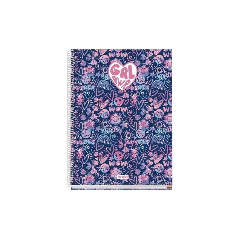 Dohe Girl Power Cuaderno De Espiral Metalica - Formato A4 - 100 Hojas Offset De 90g - 5x5mm - Microperforadas - Banda