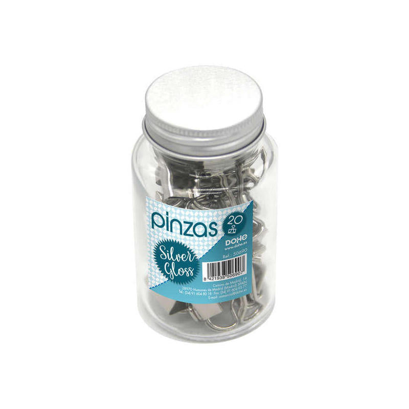 Dohe Pack De 20 Pinzas Metalicas De 19mm - Resistente Y Duradero - Ideal Para Organizar Documentos