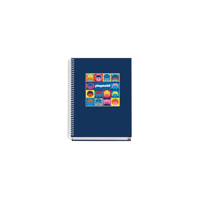 Dohe Playmobil Cuaderno Espiral A5 100 Hojas Cuadricula 5mm - Tapa Dura Impresa A Todo Color Y Plastificada En Brillo -