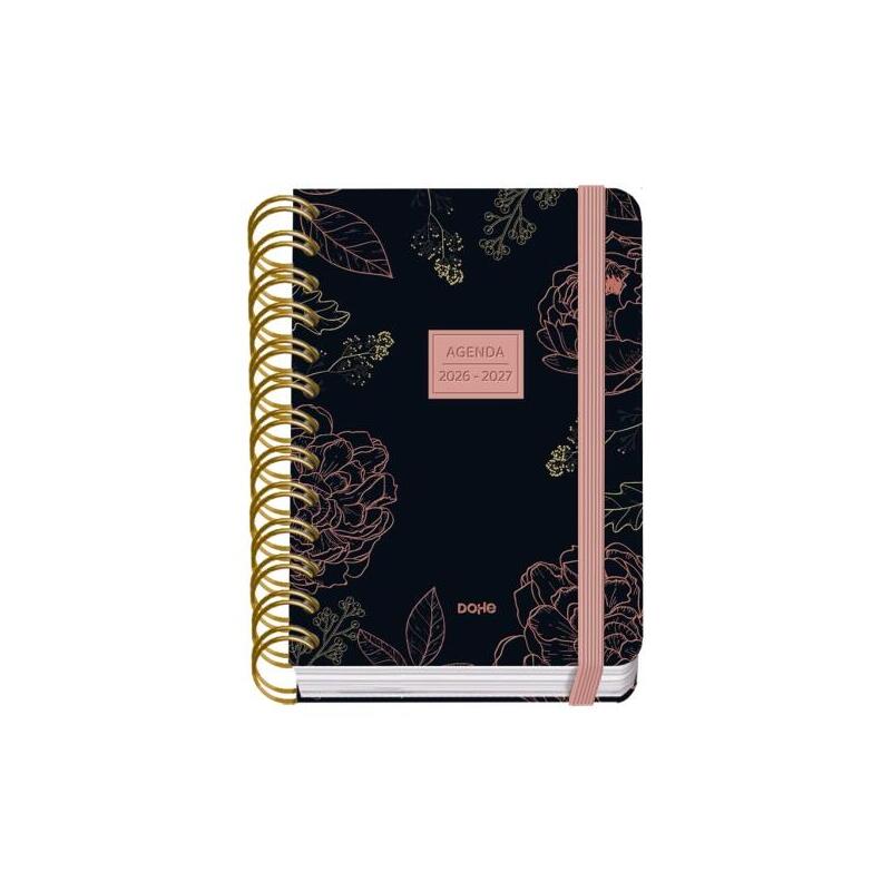Dohe Premium Noir Agenda Escolar 26/27 - Formato A6 - Dia Pagina - Papel Offset Ahuesado 80g - Cubierta De Carton