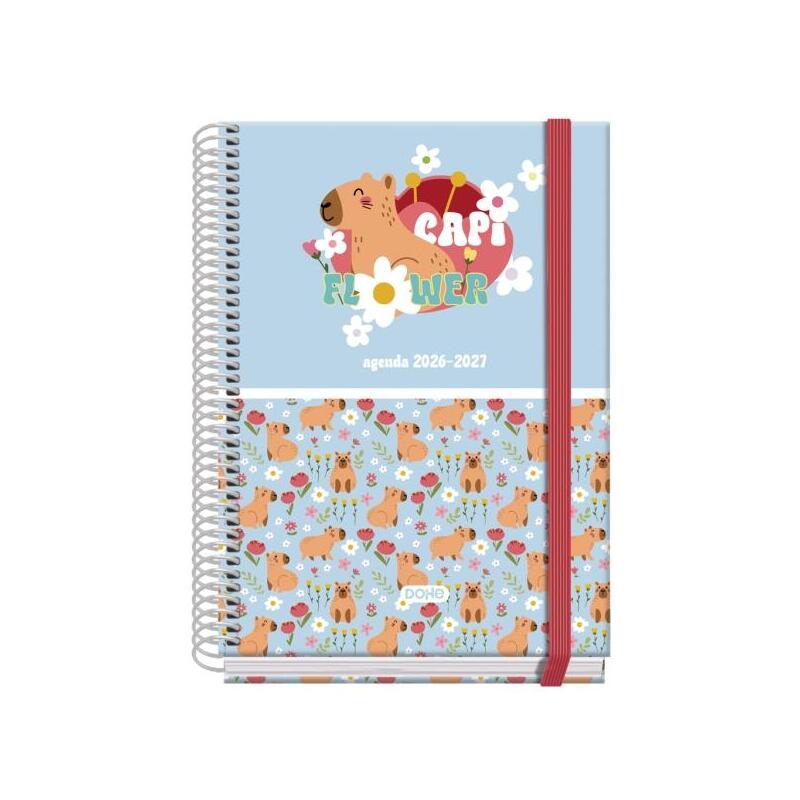 Dohe Prime Capi Flower Agenda Escolar 26/27 - Formato A5 - Semana Vista - Papel Offset Ahuesado 70g - Cubierta De