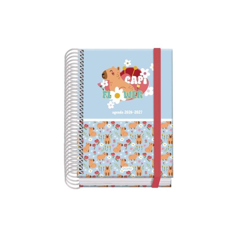 Dohe Prime Capi Flower Agenda Escolar 26/27 - Formato A6 - Dia Pagina - Papel Offset Ahuesado 70g - Cubierta De Carton