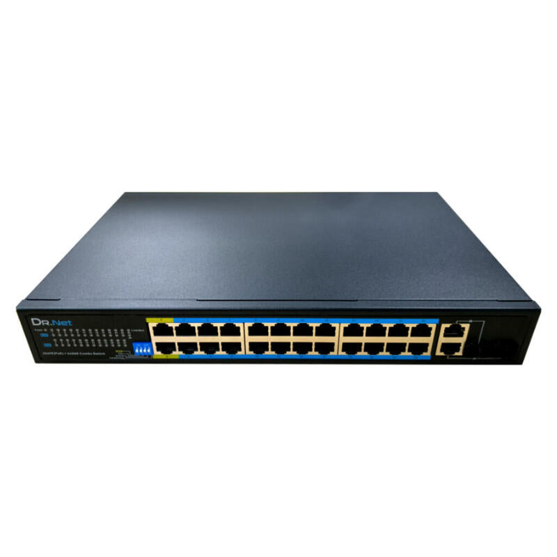 Drnet Csfe26-24p-360w Switch Poe 24 Puertos 10/100 + 2 Combo Gigabit 360w No-Gestionable