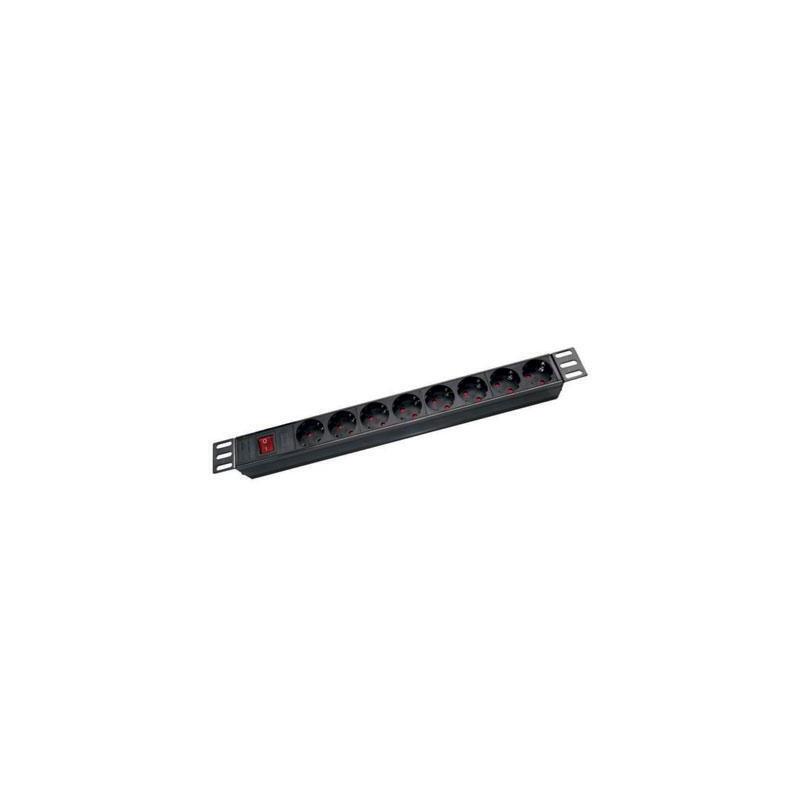 Drutp Regleta-Alu-8s Regleta De Enchufes De Aluminio Para Rack 19" 1u De 8 Schuko Con Interruptor