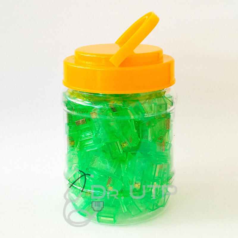 Drutp Rj45-Green Conector Rj45 Cat.5e Color Verde En Tarro De 100 Unidades