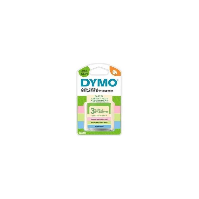 Dymo Cinta Colores Pastel (Azul-Rosa-Pistacho) - 12mmx4m - Plástico - Pack 3 - Rotuladora Letratag