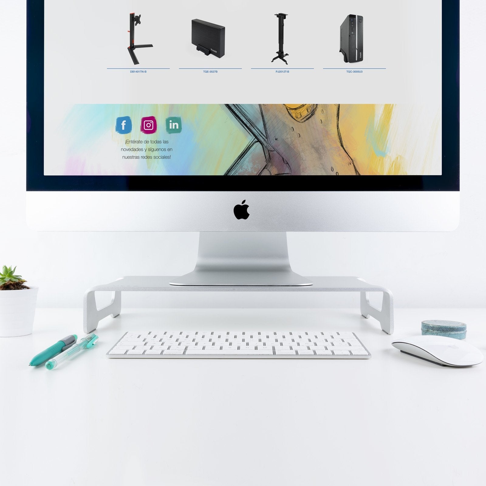 Tooq Soporte Elevador Para Monitor O Portatil Hasta 13" - Peso Max. 20kg - Aluminio