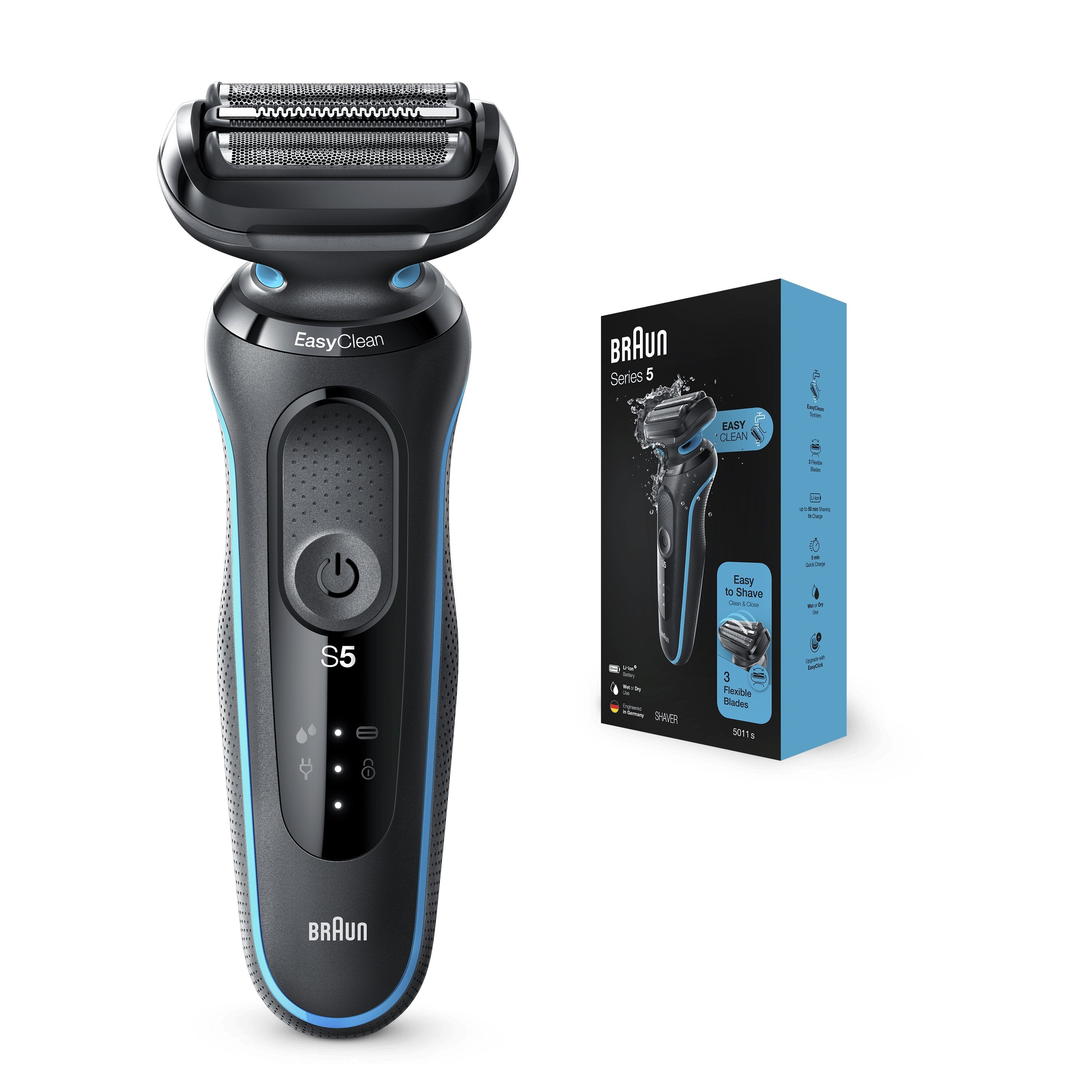 EAN 4210201242284 - Braun Series 5 50-M1000s Máquina de afeitar de láminas Negro, Azul imagen 4