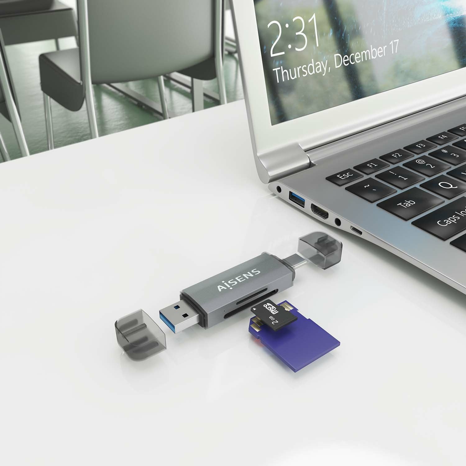 EAN 8435739901205 - AISENS ASCR-2AC08-GR lector de tarjeta USB 3.2 Gen 1 (3.1 Gen 1) Type-A/Type-C imagen 4