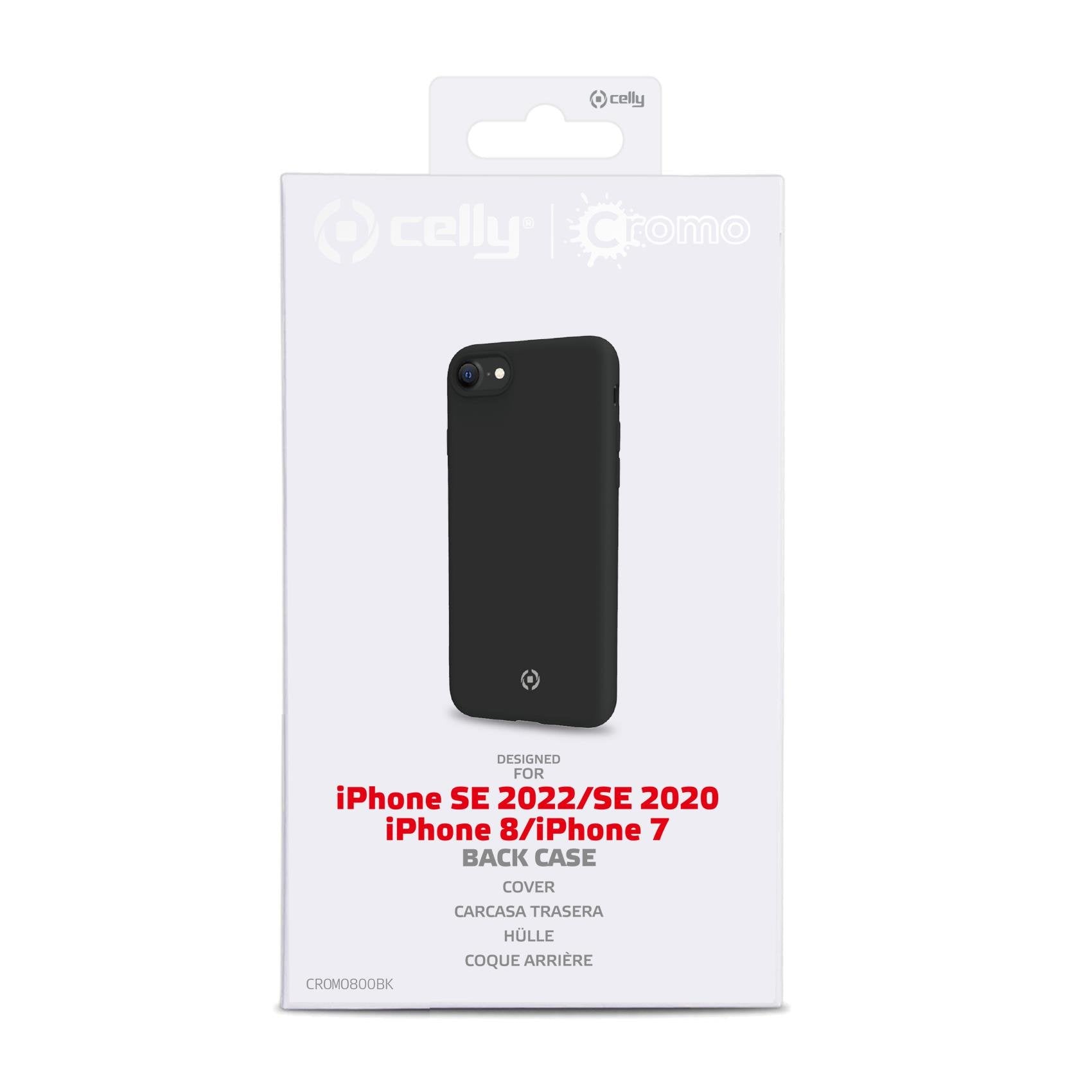 Celly Cromo Funda Para Iphone Se 2022 2020, Se 3rd. Se 2nd Iphone 8 / 7 (4.7") Negro