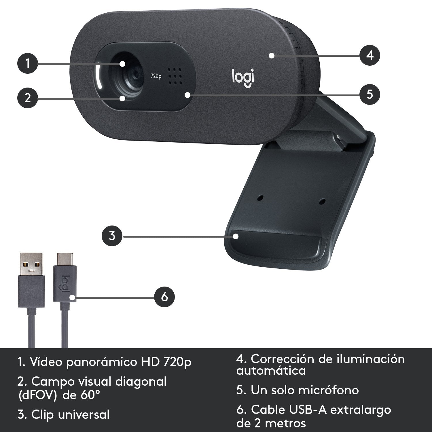 EAN 5099206093690 - Logitech 960-001364 cámara web 1280 x 720 Pixeles USB Grafito imagen 14