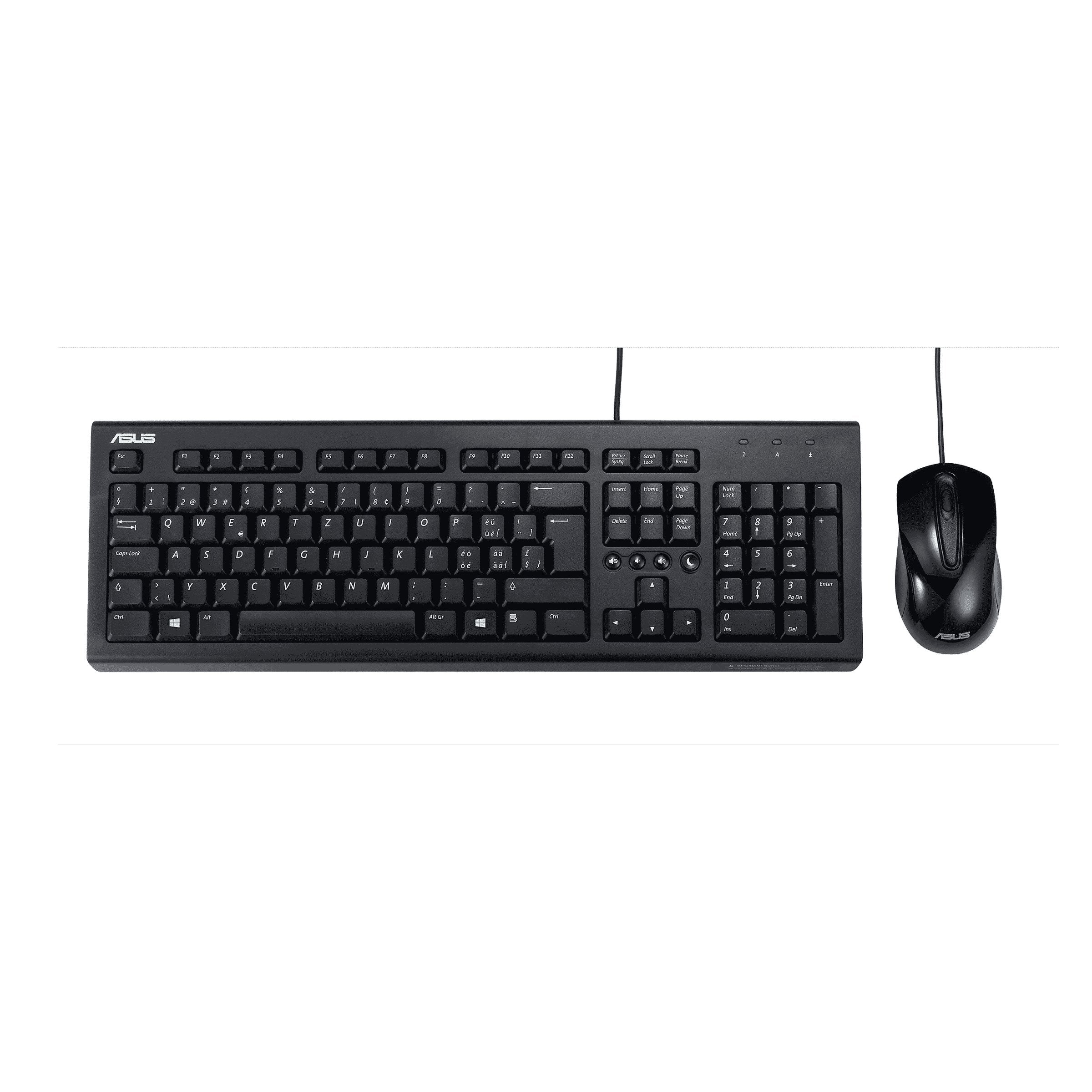 Teclado Alemán + Ratón Asus U2000 Keyboard + Mouse Usb Negro