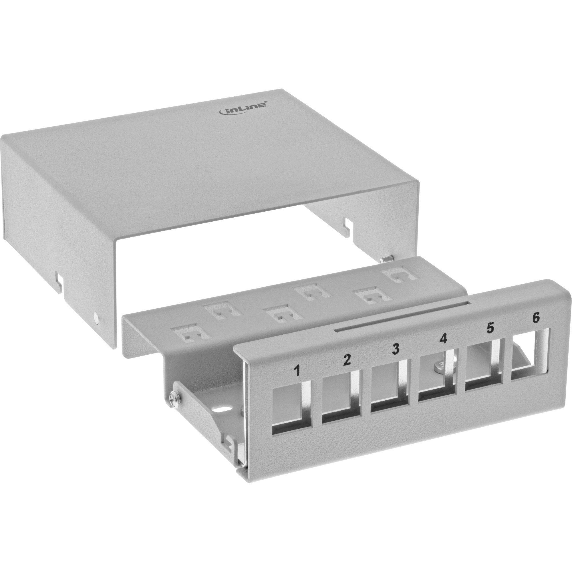 Inline Desktop Point Box 6x Keystone Rj45, Metal, Gris Claro Ral7035
