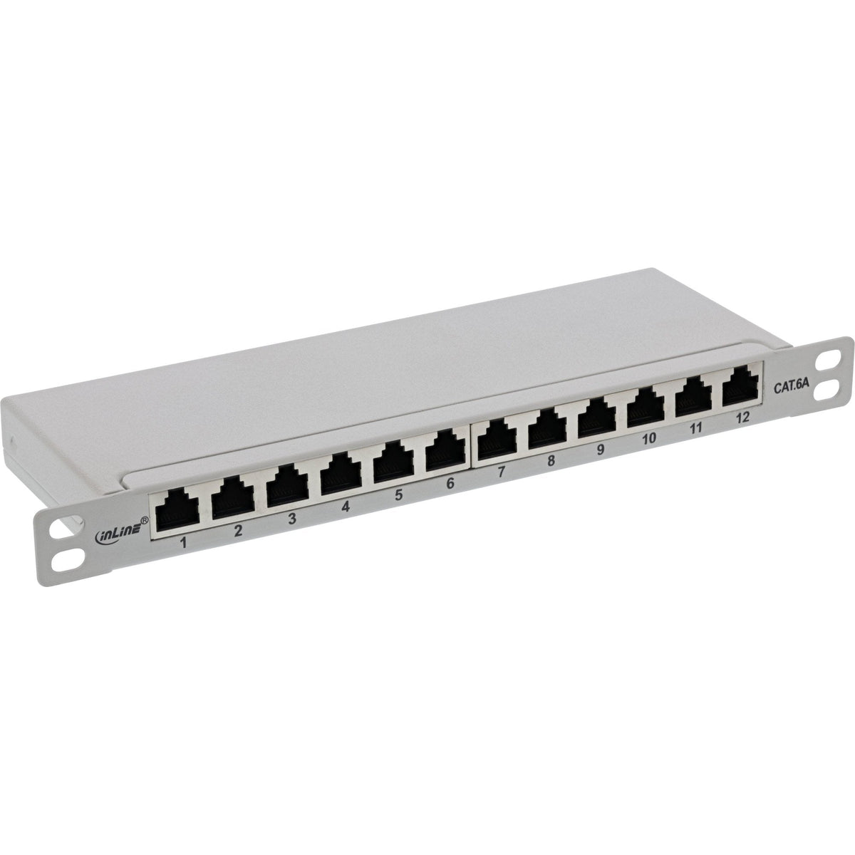 Patch Panel Inline De 10" Cat.6a 0.5u 12 Puertos, Gris Claro, Ral7035