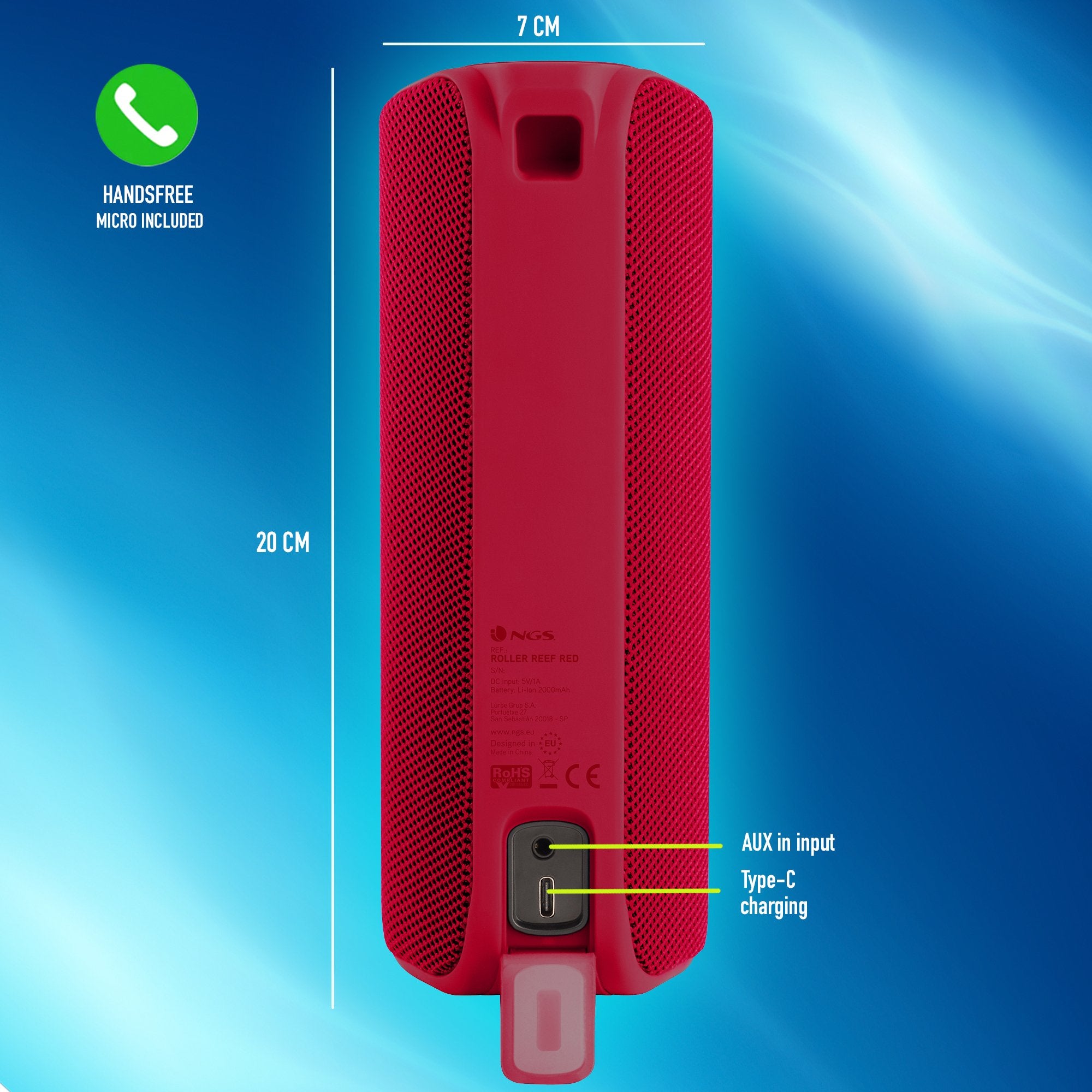 EAN 8435430618662 - NGS ROLLER REEF Altavoz portátil estéreo Rojo 10 W imagen 7