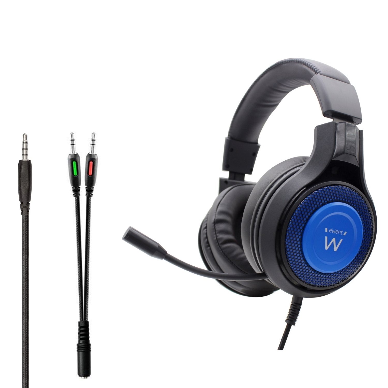 EAN 8052101430011 - Ewent PL3322 auricular y casco Auriculares Alámbrico Banda para cuello Juego Negro, Azul imagen 3