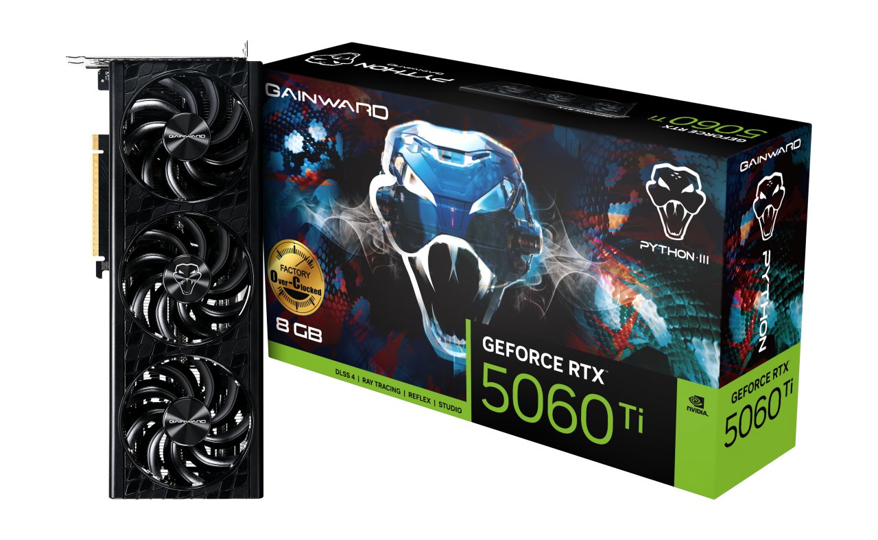 Tarjeta Grafica Gainward Geforce Rtx 5060 Ti Python Iii Oc Nvidia 8 Gb Gddr7 Ne7506ts19p1-Gb2062t