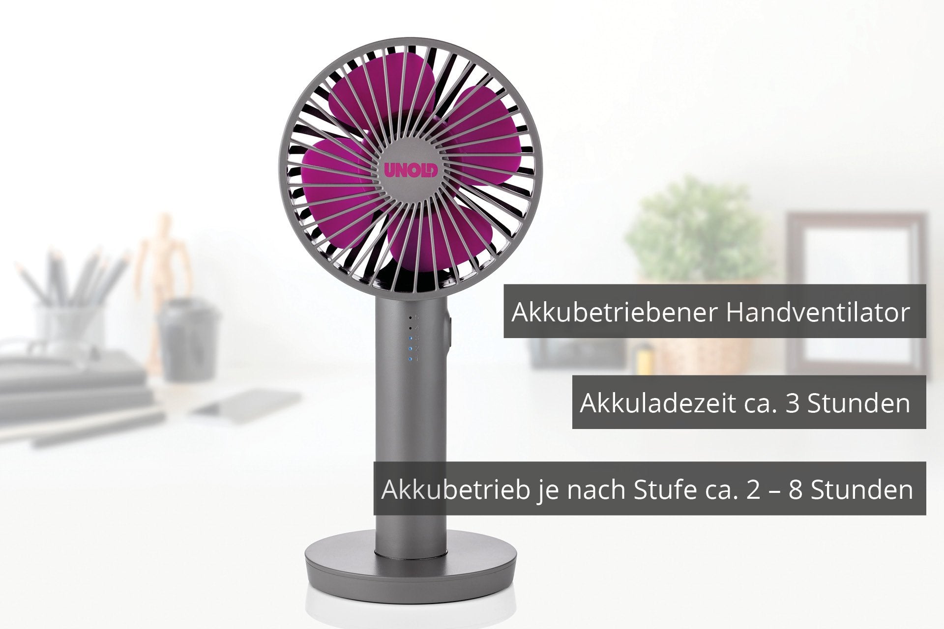 86629 Handventilator Breezy Ii Purple 4w 5 Geschwindigkeitsstufen Ø10cm