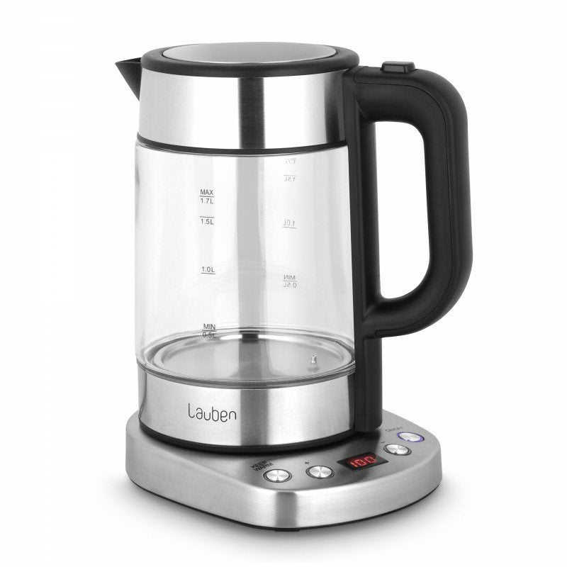 Tetera Lauben Lbnek17gs Eléctrica 1,7 L 2200 W Negro, Acero Inoxidable, Transparente