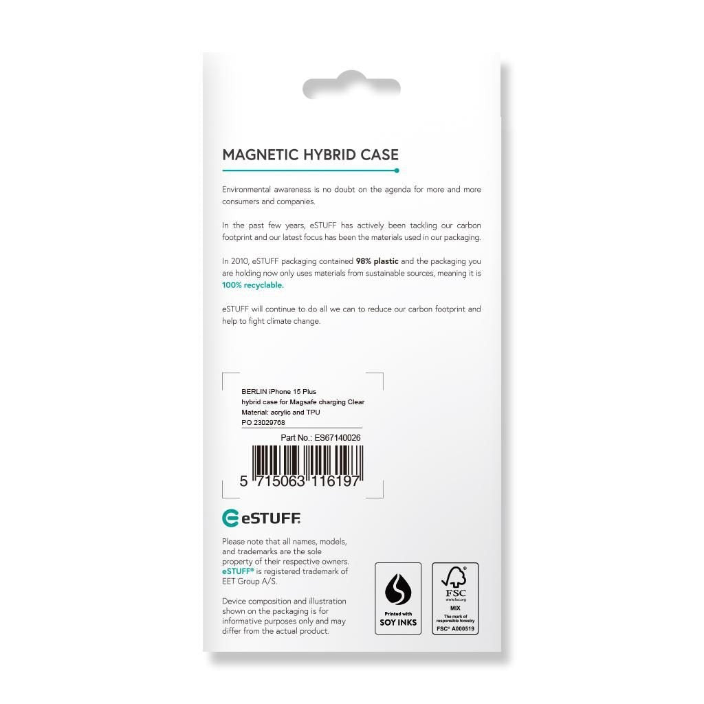 Berlin Iphone 15 Plus Hybrid - Case For Magsafe Charging - Clear Acrylic And Tpu