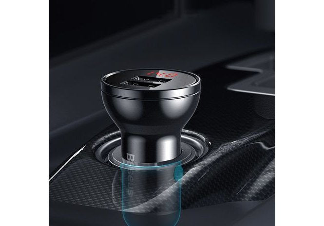 Baseus Car Charger Digital Display Dual Usb 4.8a 24w Silver (Ccbx-0s)