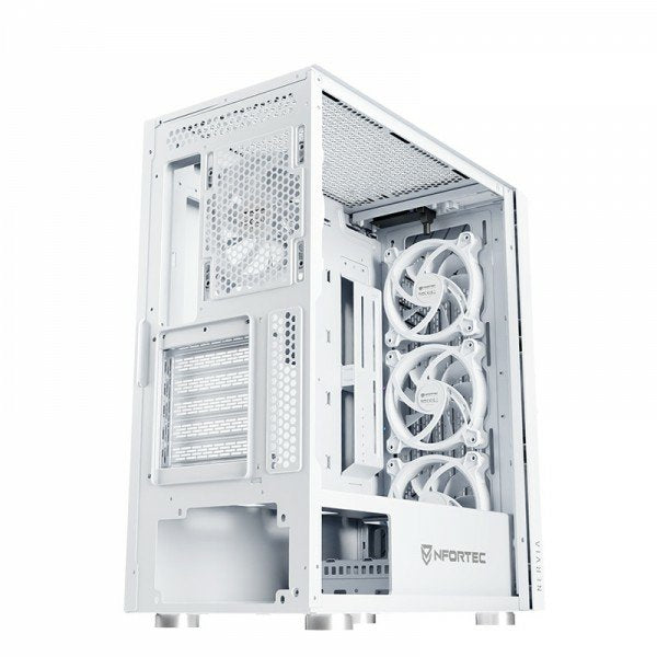 Nfortec Caja Gaming Cristal Templado Nervia White. Usb 3.0 A-Rgb. Blanco