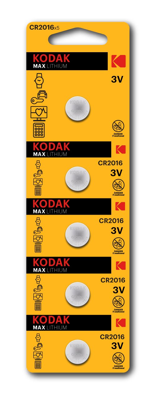 Blister Kodak Cinco Pilas Boton / Litio Ultra 2016 Perforado/ 5 Unidades