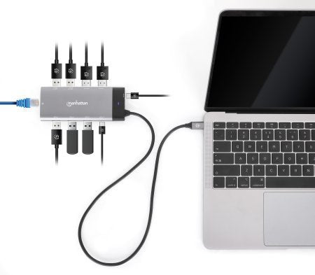 EAN 0766623130714 - Manhattan 130714 base para portátil y replicador de puertos Alámbrico USB 3.2 Gen 2 (3.1 Gen 2) Type-C Gr imagen 4