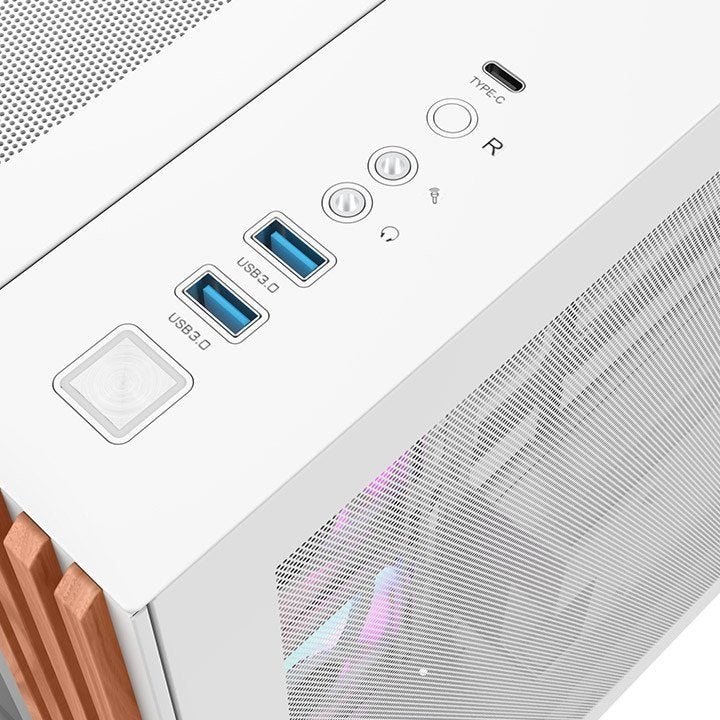 Thermaltake View 380 Ws Argb (Blanco/Holz, Tempered Glass X 2, Holz-Struktur) Ca-1z2-00m6wn-Ws