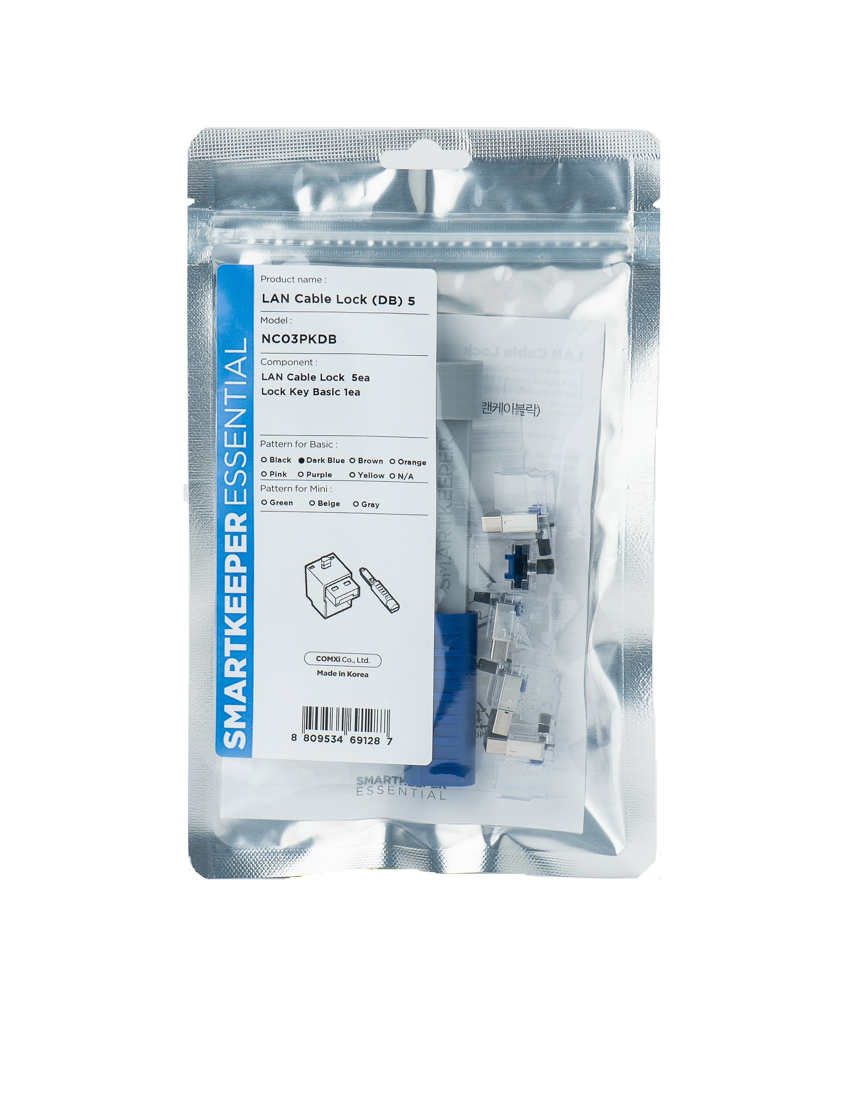 Smartkeeper Basic Lan Cable Lock 5 - 1x Klíc + 5x Záslepka, Modrá