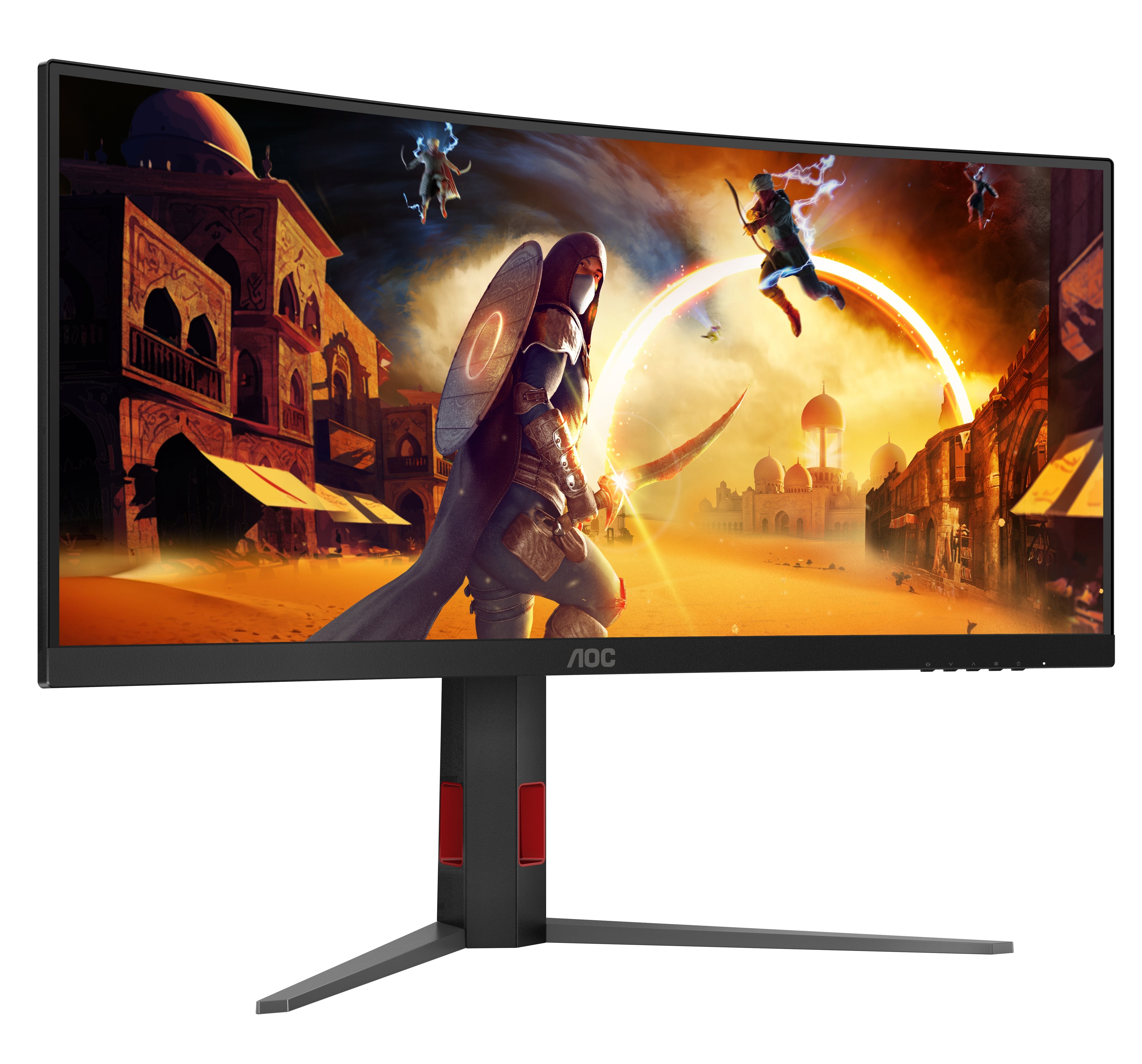 Monitor Aoc G4 Cu34g4z 34" 3440 X 1440 Pixeles Wide Quad Hd Led Negro, Rojo