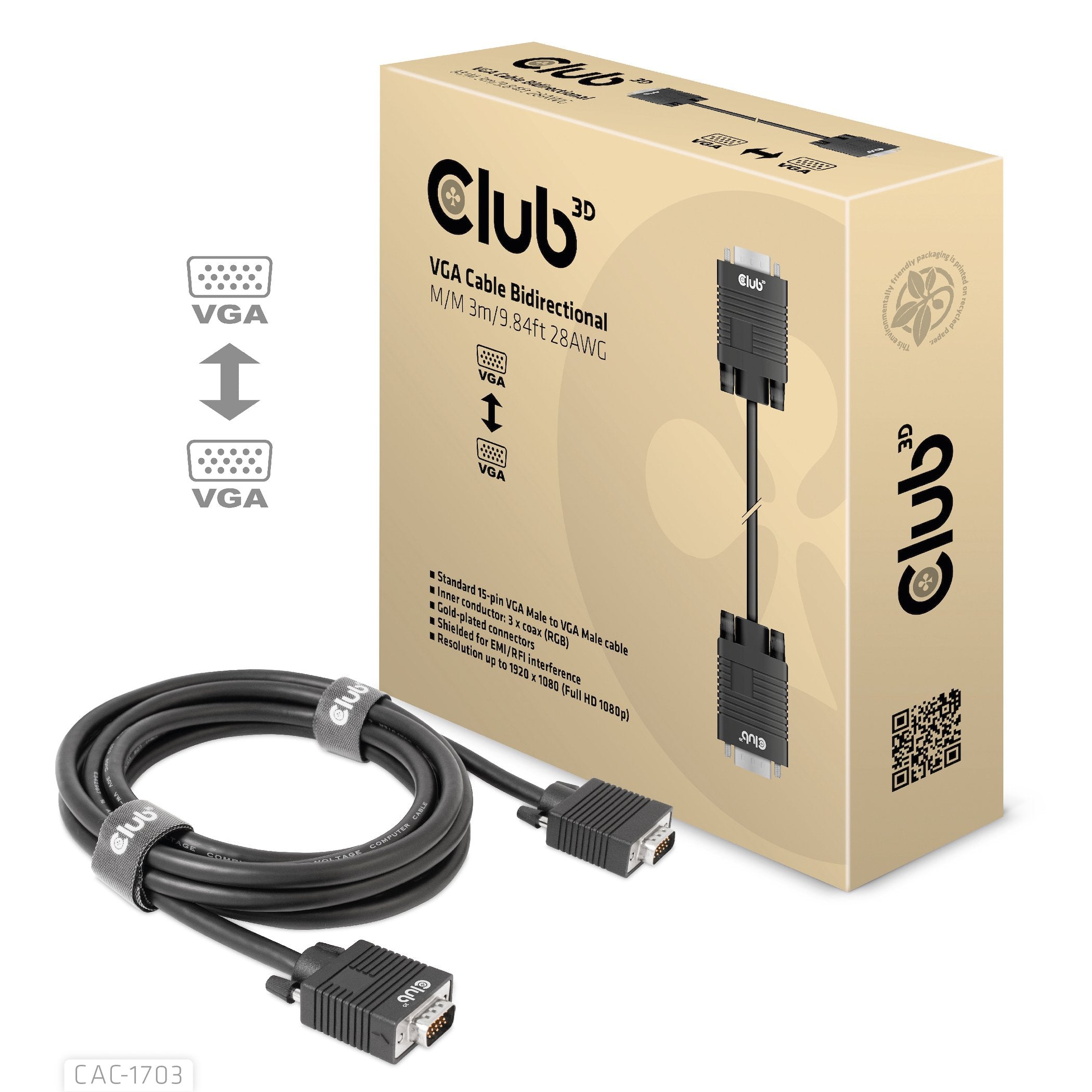 EAN 8719214472184 - CLUB3D CAC-1703 cable VGA 3 m VGA (D-Sub) Negro imagen 2