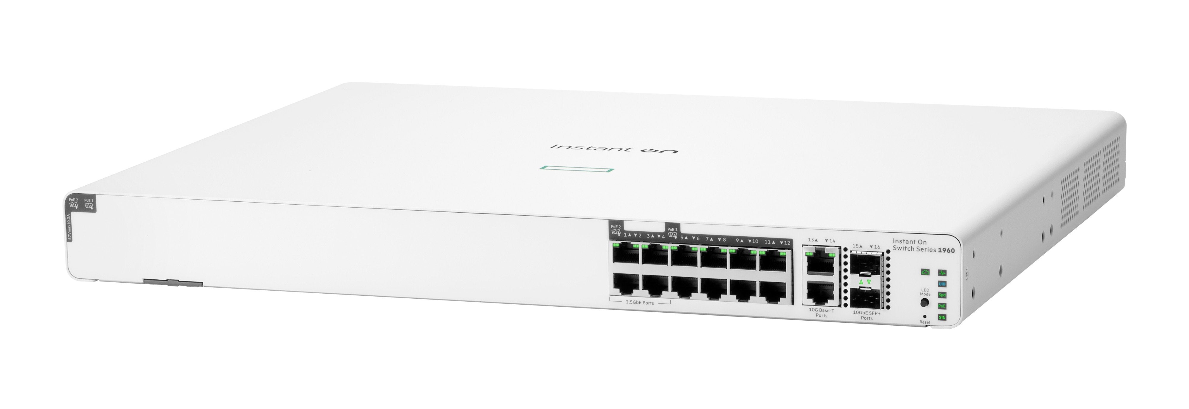 Hpe Aruba Instant On 1960 8p 1g Class 4 4p Sr1g/2.5g Class 6 Poe 2p 10gbase-T 2p Sfp+ 480w Gestionado Gigabit Ethernet (10/100/1000) Energía Sobre Ethernet (Poe) 1u