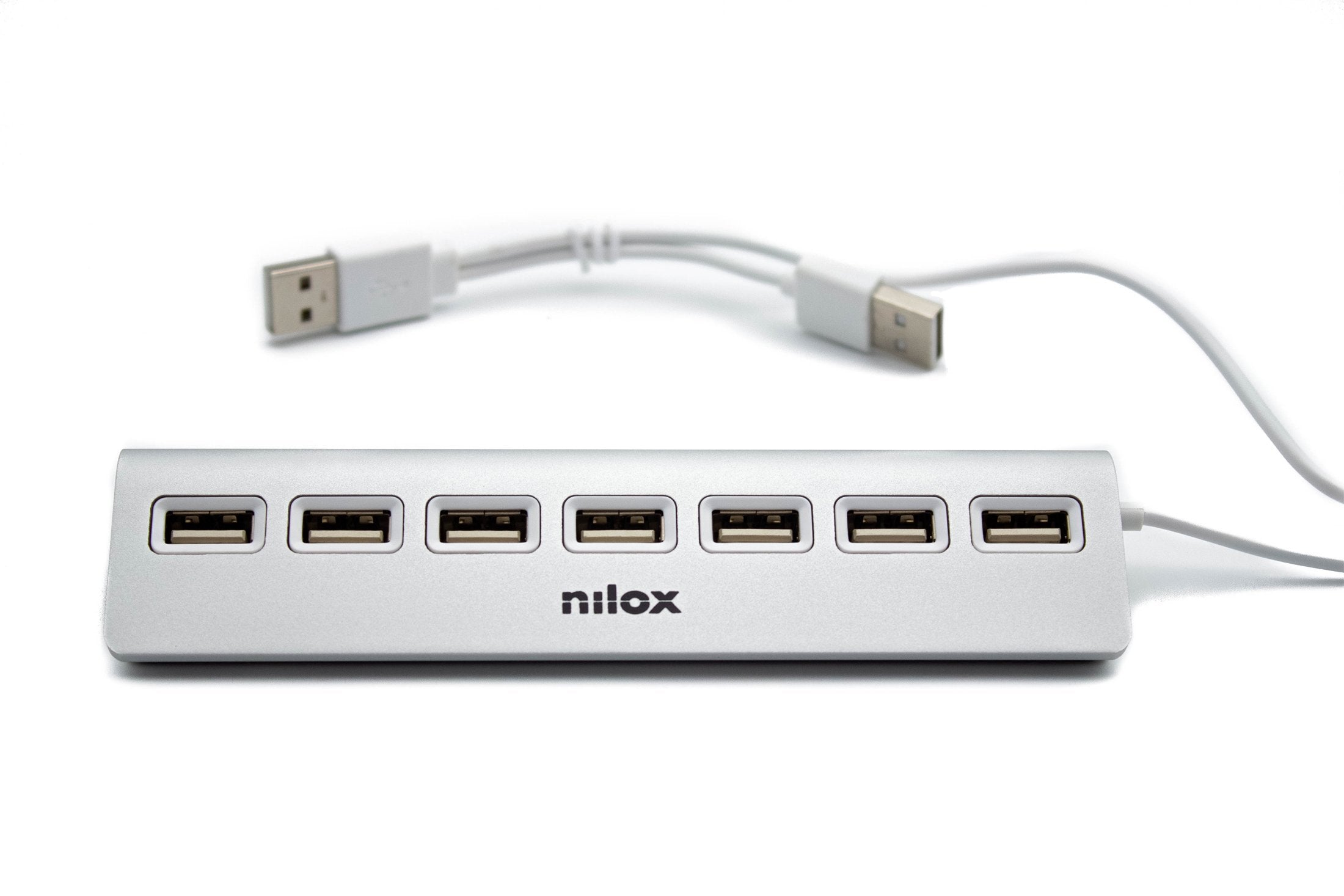 EAN 8436556148460 - Nilox NXHU7ALU2 hub de interfaz 480 Mbit/s Gris imagen 2
