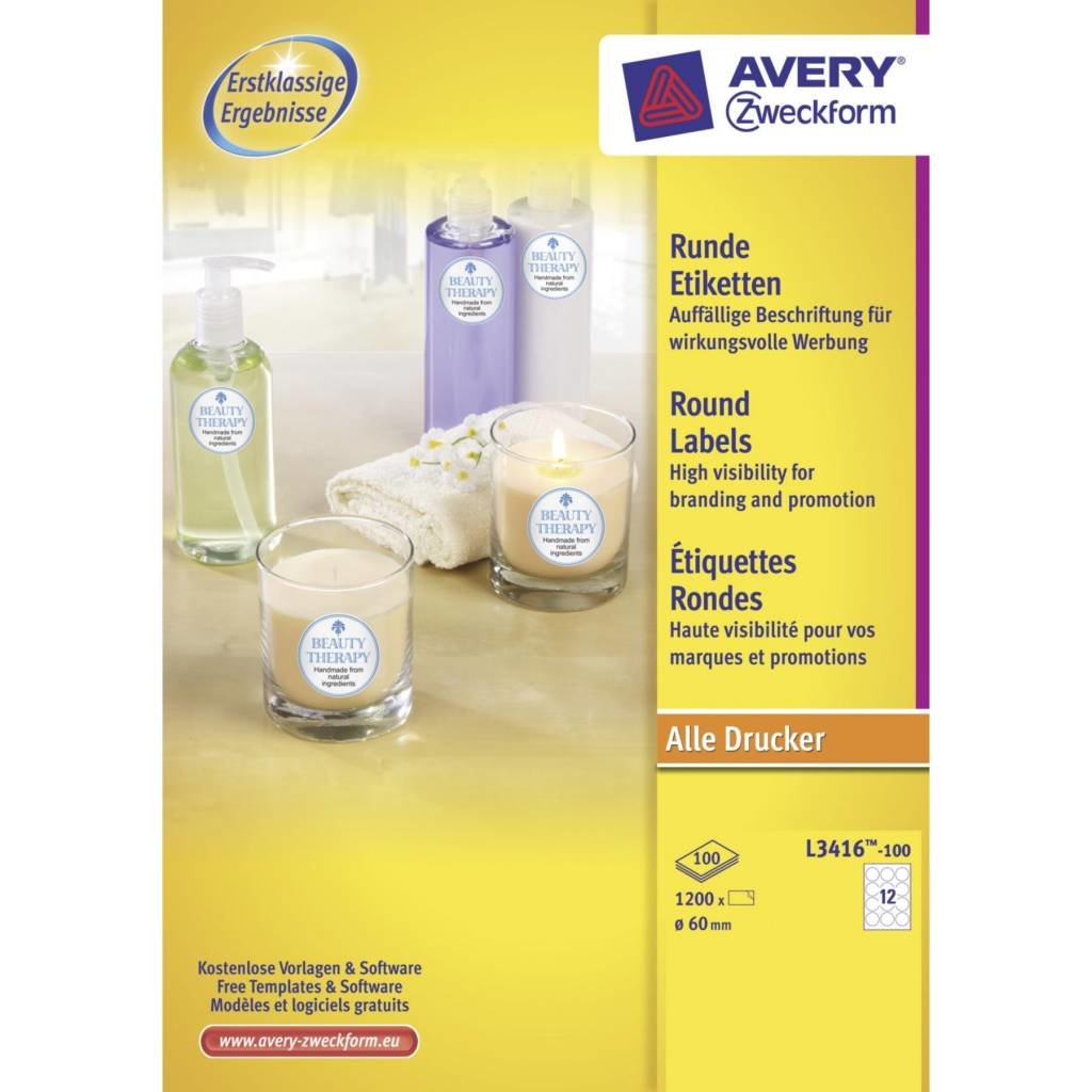 Avery Zweckform Etiquetas L3416-100 Blanco 60,0 X 60,0 Mm
