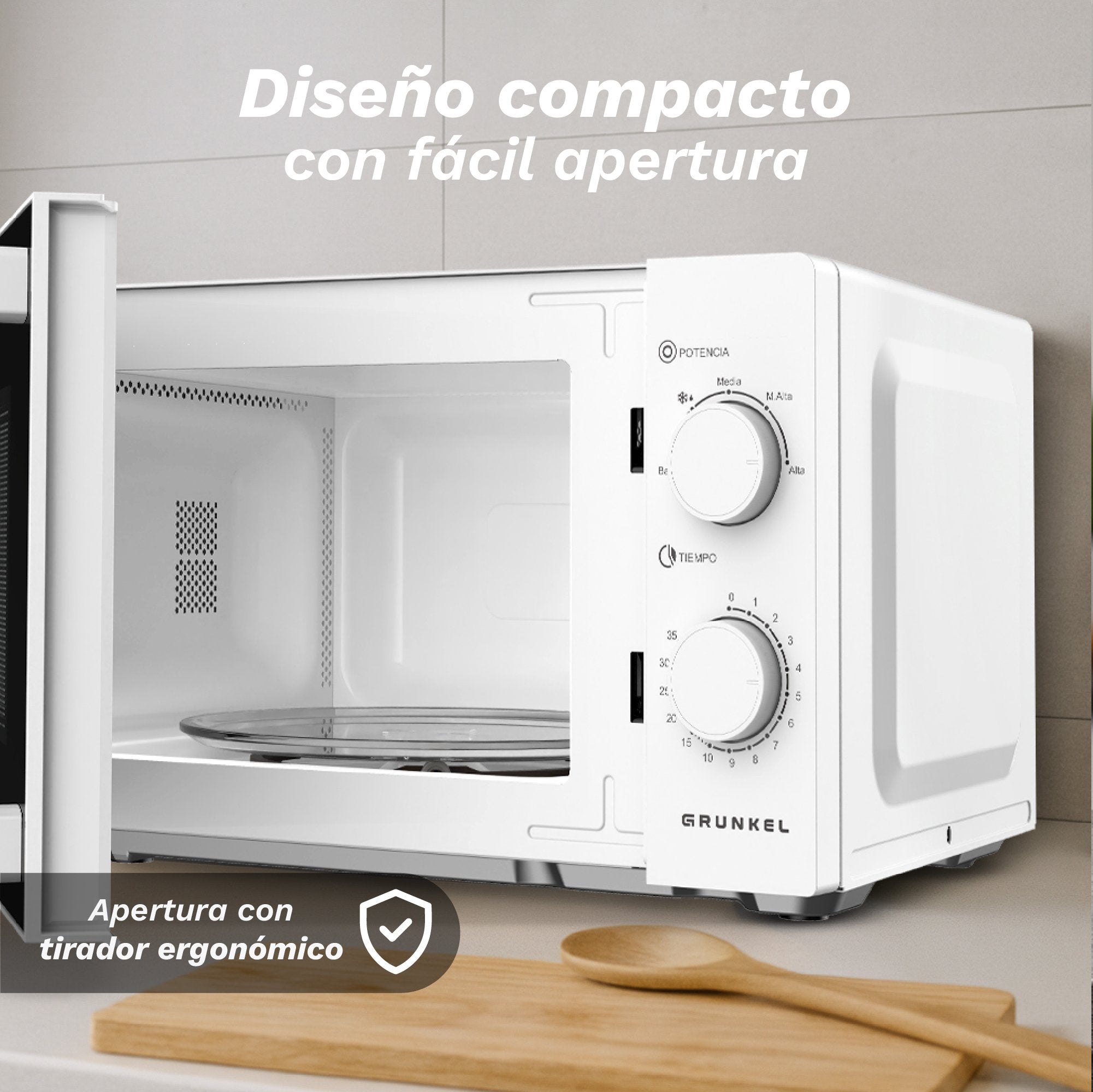 EAN 8426156019123 - Grunkel MW-20EASY microondas Blanco, Negro Solo microondas Encimera 20 L 700 W imagen 2